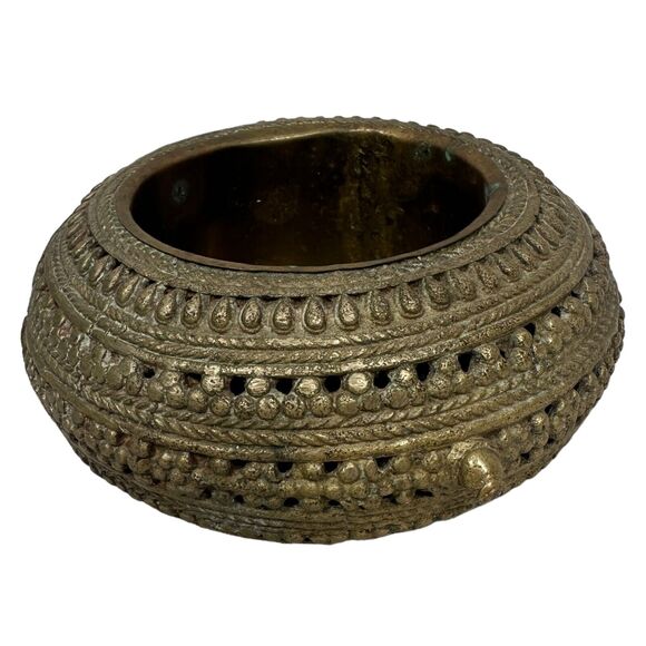 Antique 1900s North African Traditional Metal Crafted Bowl Tray Dish Hand Made - Picture 2 of 11